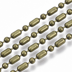 Brass Ball Chains, Ball-Bar Style, Round and Oval, Long-Lasting Plated, Soldered, with Spool, Cadmium Free & Nickel Free & Lead Free, Antique Bronze, 6.3x3.2mm and 3.2mm, about 16.4 Feet(5m)/roll(X-CHC-S008-009A-AB)