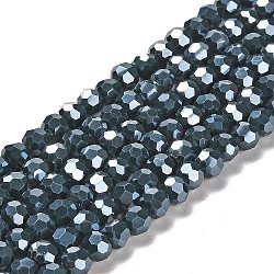 Opaque Glass Beads Strands, Faceted, Round, Dark Slate Gray, 6mm, Hole: 1mm, about 98~100pcs/strand, 20.39~20.59 inch(51.8~52.3cm)(EGLA-A035-P6mm-A23)