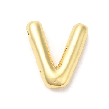 Eco-Friendly Rack Plating Brass Pendants, Long-Lasting Plated, Lead Free & Cadmium Free, Real 18K Gold Plated, Letter Charm, Letter V, 21~23x13~26x4.5~5.5mm, Hole: 2.5~3.5x1.5~2mm