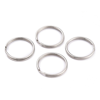 304 Stainless Steel Split Key Rings, Keychain Clasp Findings, Stainless Steel Color, 25x2.5mm, Inner Diameter: 22mm