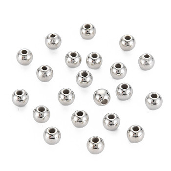 ABS Plastic Beads, Round, Platinum Plated, 4x3.5mm, Hole: 1.2mm, about 15000pcs/500g