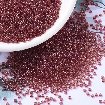 MIYUKI Round Rocailles Beads, Japanese Seed Beads, 11/0, (RR363) Light Cranberry Lined Topaz Luster, 2x1.3mm, Hole: 0.8mm, about 1111pcs/10g
