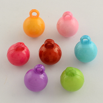 Opaque Acrylic Round Pendants, Mixed Color, 21x16mm, Hole: 4mm, about 215pcs/500g