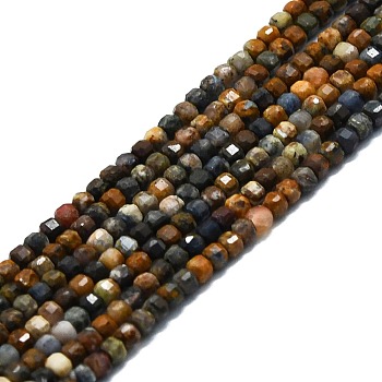 Natural Pietersite Beads Strands, Faceted, Cube, 2x2x2mm, Hole: 0.6mm, about 182pcs/strand, 15.16''~15.55''(38.5~39.5cm)