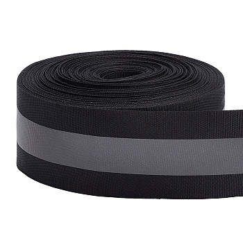25M Flat Reflective Polyester Ribbons, for Warning Tape, Black, 2 inch(50mm), about 27.34 Yards(25m)/Bag