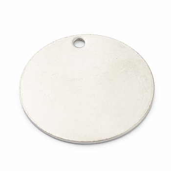 304 Stainless Steel Pendants, Stamping Blank Tag, Flat Round, Stainless Steel Color, 35x1mm, Hole: 3mm