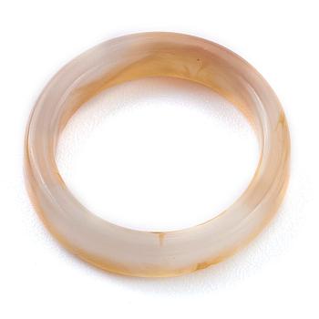 Cellulose Acetate(Resin) Plain Band Rings, Antique White, US Size 6 3/4, Inner Diameter: 17mm