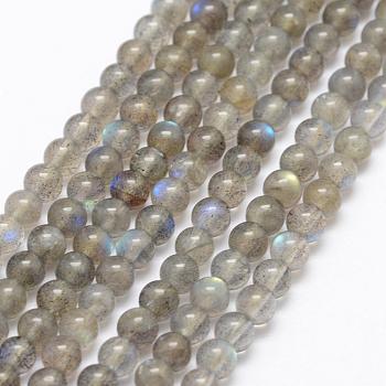 Natural Labradorite Beads Strands, Round, 4~5mm, Hole: 1mm, about 88pcs/strand, 15.1 inch