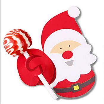 Christmas Theme Santa Claus Shape Paper Candy Lollipops Cards, for Baby Shower and Birthday Party Decoration, Red, 7.7x7.2x0.04cm, about 50pcs/bag