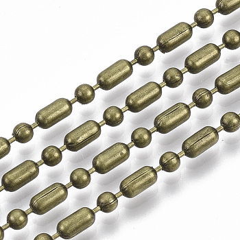 Brass Ball Chains, Ball-Bar Style, Round and Oval, Long-Lasting Plated, Soldered, with Spool, Cadmium Free & Nickel Free & Lead Free, Antique Bronze, 6.3x3.2mm and 3.2mm, about 16.4 Feet(5m)/roll