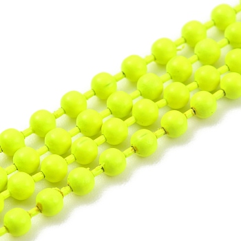 Handmade Brass Ball Chains, Soldered, with Spool, Green Yellow, 3mm, 32.8 Feet(10m)/roll