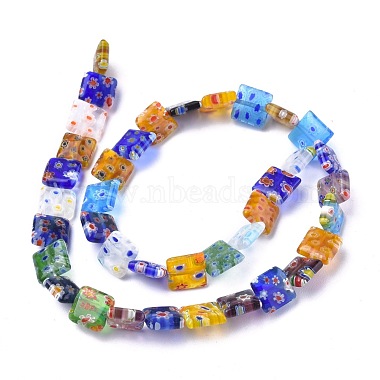 Square Handmade Millefiori Glass Beads Strands(LK-R004-14)-2