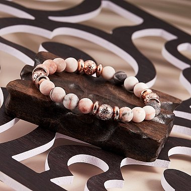 Gemstone Beads Stretch Bracelet(BJEW-SW00021)-3