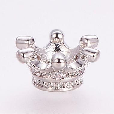 14mm Crown Brass+Cubic Zirconia Beads