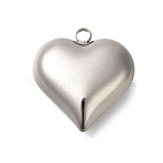 Anti-Tarnish 304 Stainless Steel Pendants, Heart Charm, Stainless Steel Color, 19x18x7.5mm, Hole: 2mm(STAS-H225-02C-P)