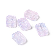 Transparent Spray Painted Glass Beads, Rectangle, Lilac, 18x13x5.5mm, Hole: 1.4mm(X-GLAA-I050-08C)