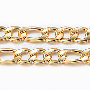 3.28 Feet Ion Plating(IP) 304 Stainless Steel Figaro Chains, Unwelded, Golden, 5.5~7x4x1mm(X-CHS-H009-13G)