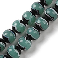 Handmade Lampwork Beads Strands, Round, Cadet Blue, 12mm, Hole: 1.8mm, about 42~45pcs/strand, 18.50''~20.87''(47~53cm)(LAMP-P062-02E)
