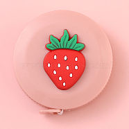 Strawberry Fiber Retractable Soft Sewing Tape Measures, for Cloth Tailor Knitting Craft, Green, 5x1.2cm(PW-WG93115-09)