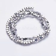 Electroplate Non-magnetic Synthetic Hematite Beads Strands, Star, Platinum Plated, 4x4x2mm, Hole: 1mm, about 126pcs/strand, 14.9 inch(G-K237-07B)