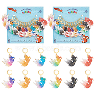 12Pcs 6 Colors Goldfish Locking Stitch Markers, UV Printing Acrylic Charm Stitch Marker with 304 Stainless Steel Hoop, Golden, 4.3cm, 2pcs/color(HJEW-PH01601)