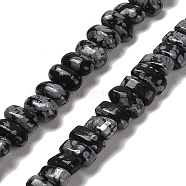 Natural Snowflake Obsidian Beads Strands, Rectangle, 9x4x4.5mm, Hole: 1mm, about 93pcs/strand, 15.28 inch(38.8cm)(G-Q167-B22-01)