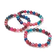 Natural Agate Beaded Stretch Bracelets, Round, Beads: 8~8.5mm, Inner Diameter: 2-1/8 inch(5.5cm)(BJEW-A117-C-05)