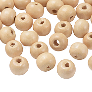 Natural Wood Beads, Round Wooden Loose Beads Spacer Beads for Craft Making, Lead Free, Beige, 8mm, Hole: 2~3mm, about 6000pcs/1000g(YTB022-6)
