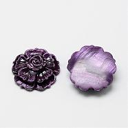 Freshwater Shell Cabochons, Dyed, Flower, Purple, 27x9mm(SHEL-Q007-02A)