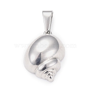 304 Stainless Steel Pendants, Conch Shape, Stainless Steel Color, 21x15x7mm, Hole: 7.5x3.5mm(STAS-H110-06P)