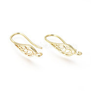 Brass Earring Hooks, Ear Wire, with Horizontal Loop, Teardrop, Golden, 25x6mm, Hole: 2mm, 18 Gauge, Pin: 1mm(KK-G374-11G)