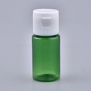 PET Plastic Empty Flip Cap Bottles, with White PP Plastic Lids, for Travel Liquid Cosmetic Sample , Green, 2.3x5.65cm, Capacity: 10ml(0.34 fl. oz).(MRMJ-K002-A05)