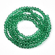 Glass Beads Strands, Faceted, Rondelle, Dark Cyan, 10x8mm, Hole: 1mm, about 65~66pcs/strand, 20.8~21.2 inch(53~54cm)(X-EGLA-A034-T10mm-D18)