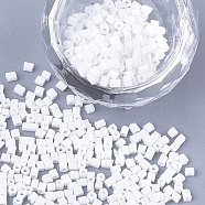 Baking Paint Glass Beads, Cube, White, 2~6x2x2mm, Hole: 0.8mm, about 30000pcs/bag(SEED-S023-11B-15)