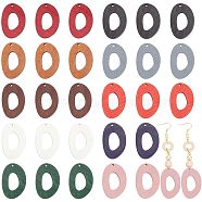 Nbeads 60Pcs 10 Colors Wood Pendants, Dyed, Curved Flat Oval Charms, Mixed Color, 39~40x26~27x4~4.5mm, Hole: 2mm, 6pcs/color(WOOD-NB0002-25)