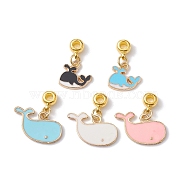 Zinc Alloy Enamel Charms, with Tibetan Style Tube Bails, Whale Charm, Mixed Color, 22.5~23mm, Hole: 2.8mm(PALLOY-JF02478)