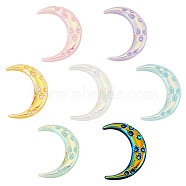 70Pcs 7 Colors Opaque Resin Cabochons, AB Color Plated, Crescent Moon, Mixed Color, 33x25x4mm, 10pcs/color(CRES-DR0001-01)