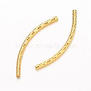 Curved Brass Tube Beads, Real 18K Gold Plated, 34x2mm, Hole: 1mm(KK-D508-12G)