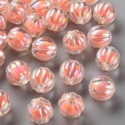 Transparent Acrylic Beads, Bead in Bead, AB Color, Pumpkin, Salmon, 11x11.5mm, Hole: 2mm, about 550pcs/500g(TACR-S152-07B-SS2109)