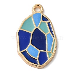 Zinc Alloy Enamel Pendants, Golden, Oval Charm, Blue, 29x17x2mm, Hole: 3mm(ENAM-Z013-01C-03)