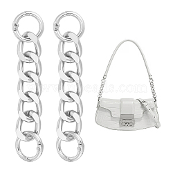 2Pcs Aluminum Curb Chain Purse Strap Extender, with Aolly Spring Gate Rings, Bag Replacement Accessories, Silver, 10.8x1.8x0.4cm(FIND-UN0003-04A-S)