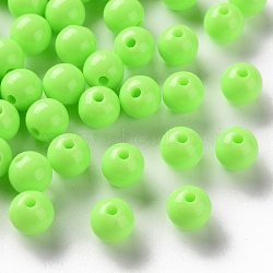 Opaque Acrylic Beads, Round, Lime, 8x7mm, Hole: 2mm, about 111pcs/500g(MACR-S370-C8mm-A30)