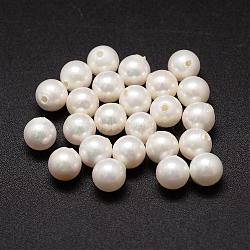 Shell Pearl Beads, Round, Grade A, Half Drilled, White, 6mm, Hole: 1mm(BSHE-L031-01-6mm)