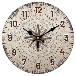 MDF Printed Wall Clock, for Home Living Room Bedroom Decoration, Flat Round, Star, 300mm(HJEW-WH0058-004)