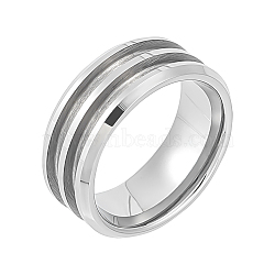 1Pc Tungsten Steel Grooved Finger Ring Settings, Ring Core Blank, for Inlay Ring Jewelry Making, Stainless Steel Color, US Size 7(17.3mm)(RJEW-UN0002-93B)
