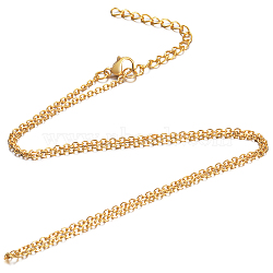 304 Stainless Steel Cable Chain Necklace, with Lobster Claw Clasps, Golden, 23.6 inch(60cm), 1.6mm(STAS-T040-PJ205-60)