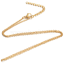 Ion Plating(IP) 304 Stainless Steel Cable Chain Necklace, with Lobster Claw Clasps, Real 18K Gold Plated, 23.6 inch(60cm), 1.6mm(STAS-T040-PJ205-60)