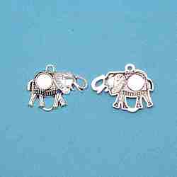 Tibetan Style Alloy Pendant Cabochon Settings, Cadmium Free & Lead Free, Elephant, Antique Silver, Tray: 10mm, 32x41x4mm, Hole: 3mm, 50pcs/bag(PALLOY-WH0096-06)