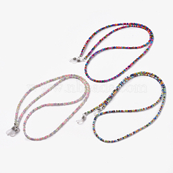 Eyeglasses Chains, Neck Strap for Eyeglasses, with Glass Seed Beads, Rubber Loop Ends and Brass Findings, Mixed Color, 30.9 inch(78.5cm), 3mm(AJEW-EH00004)