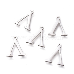 Non-Tarnish 304 Stainless Steel Charms, Greek Alphabet, Stainless Steel Color, Letter.L, 14x12x1mm, Hole: 1.2mm(STAS-L263-10P)